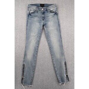 Black Orchid Liquify Skinny Jeans Women's 26 Light Wash Ankle Zip Fray